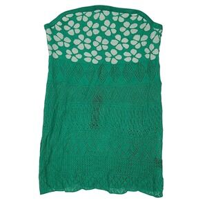 NWT Buffalo David Bitton Green White Floral Lace Strapless Knit Top Size Medium